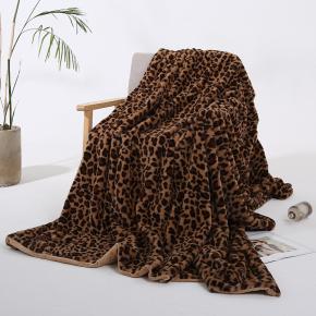 European Simple Super king Queen Size Comfortable Faux Rabbit Fur Blanket Nap Leopard Print Coral Velvet Thick Warm Blankets