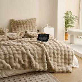 Heavy Luxury Thickened No Shedding Rabbit Faux Fur Blanket for Winter Beds Bubble Blankets Weighted Throw Blanket