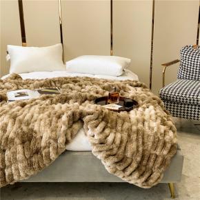Elastic Texture Super Soft Thickened Decoration Minky Plush Luxury Rabbit Faux Fur Throw Blanket for Winter Bed Sofa Home