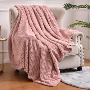Wholesale 580GSM Double Layer Solid Minky Soft Custom Luxury Bed Polyester Sherpa Rabbit Faux Fur Blanket Throw for Winter Sofa