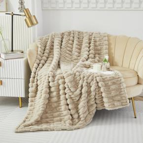Double Sided Soft Warm Plush Throw Blanket Bamboo Knot Pattern Knitted Technique Plain Style for Couch Chair Bed or Sofa