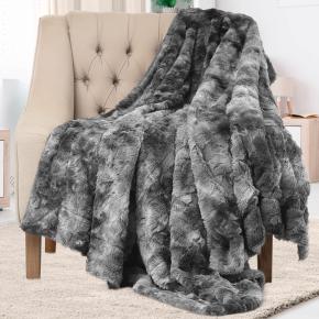 Sherpa Fluffy Throw Blanket Plush & Fuzzy Faux Fur Christmas Blanket for Couch, Sofa, Bed Decor, Tie Dye Design, Grey
