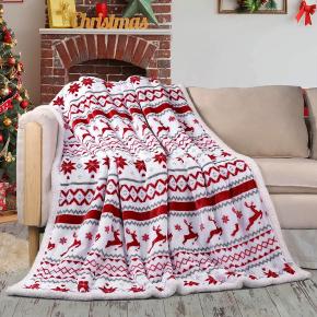 Christmas Double-Sided Coral Polar Fleece Flannel Winter Throw Blankets Soft and Warm Knitted Polyester for Home and Gift