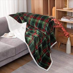 Wholesale Warm Winter Heavy Thick Plaid Thread Home Decor Christmas Fleece Flannel Sherpa Throw Blanket for Bed Sofa