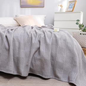 New Design Sofa Bed Skin-Friendly 100% Cotton Breathable Woven Summer Solid Plain Color Waffle Throw Blanket