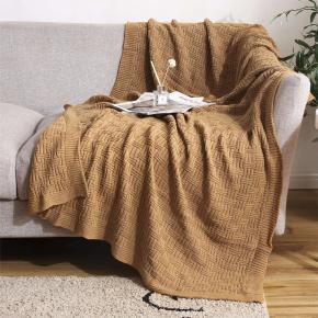 Custom 100% Organic Cotton Chenille Comfortable Home Decoration Sofa Bed Knitted Throw Blankets
