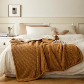 Turkish Bedding Set Sofa Waffles Knit Throws Warm Sherpa Musselin Blanket Beige Fleece Blanket