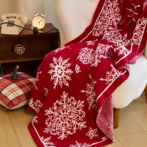Luxury Super Soft Christmas Decorative Snow Jacquard Polyester Knitted Throw Blanket for Home