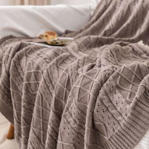 Wholesale Custom Soft Cable Baby Cotton Knit Throw Blanket with Diamond Pattern