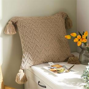 Decorative Warm Soft Chenille Pillow Cover 100% Polyester Tassels Knit Pillowcase