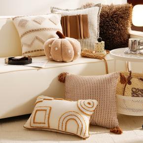 Ins Light Luxury Pillowcase Cushion Simple Brown Pattern Embroidered Livingroom Officesofa Backrest Pillow case